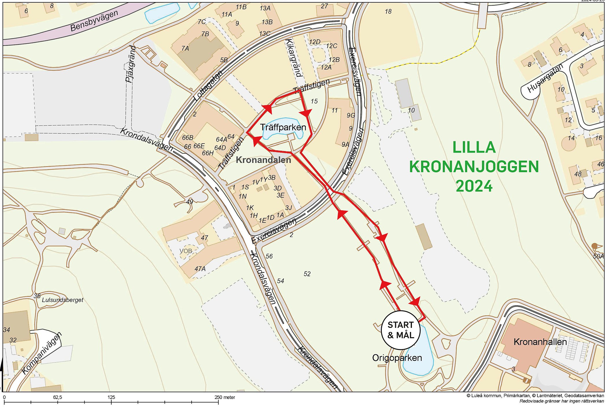 Bansträckning för Lilla Kronanjoggen 2024